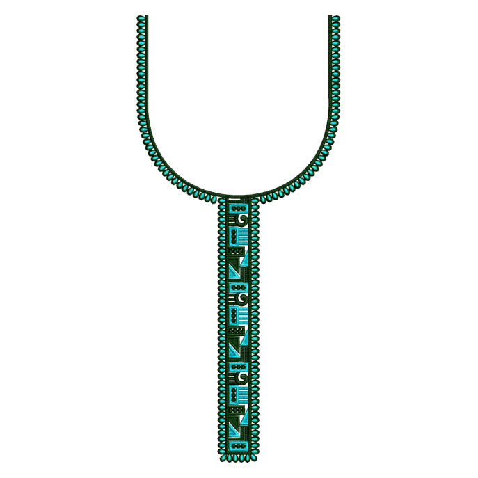 Geometric Tribal Revival Neckline Embroidery Design