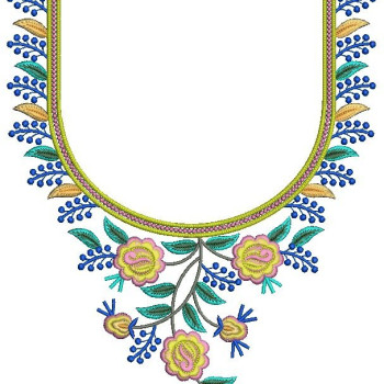 Jewel Tone Wildflower Yoke Embroidery Design