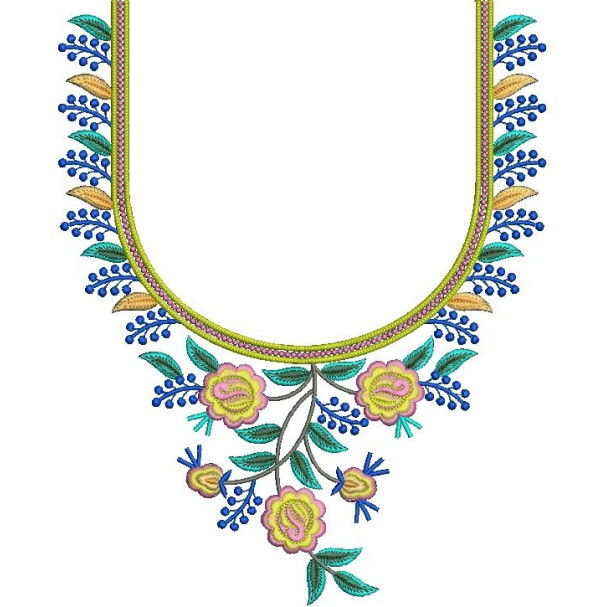 Jewel Tone Wildflower Yoke Embroidery Design