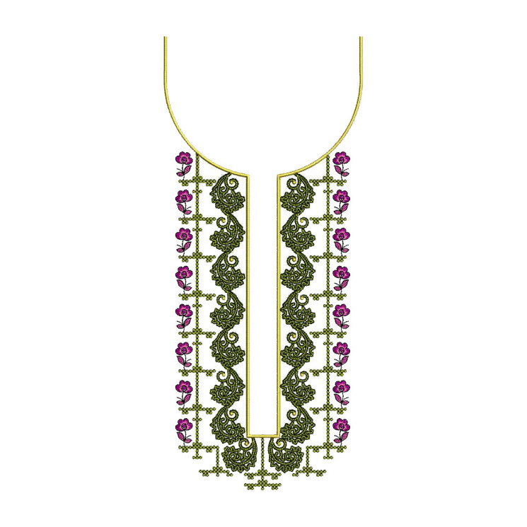 Simple Neck Embroidery Pattern For Kurtis