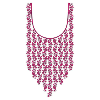Magenta Cascade Yoke Embroidery Design