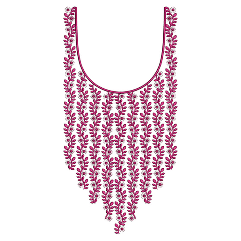 Magenta Cascade Yoke Embroidery Design