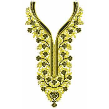 Ochre Eclipse Neck Embroidery Design