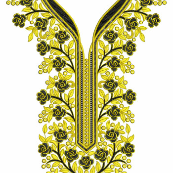 Ochre Eclipse Neck Embroidery Design