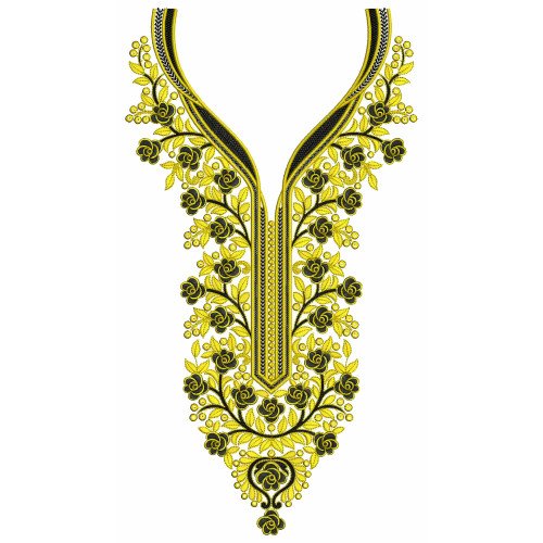 Ochre Eclipse Neck Embroidery Design