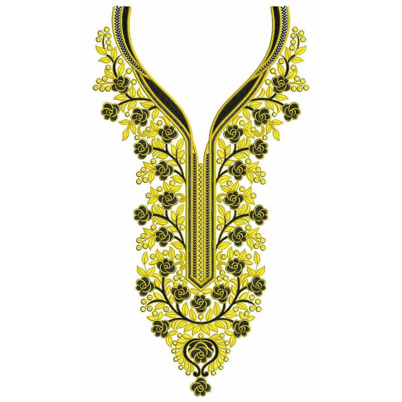 Ochre Eclipse Neck Embroidery Design