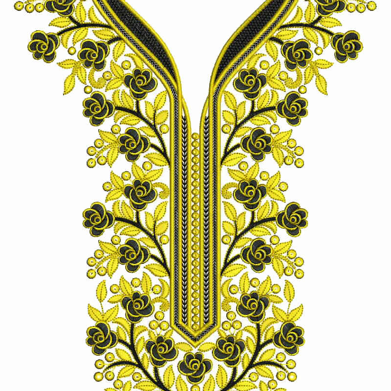 Ochre Eclipse Neck Embroidery Design
