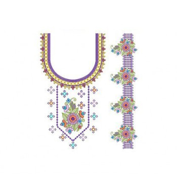 Stunning Colorful Neck Embroidery