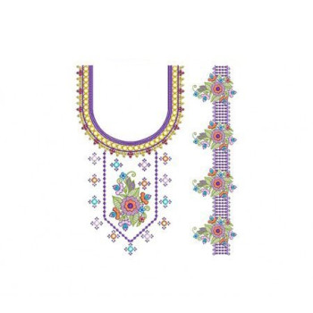 Stunning Colorful Neck Embroidery