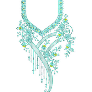 Celestial Ribbon Neck Embroidery Design