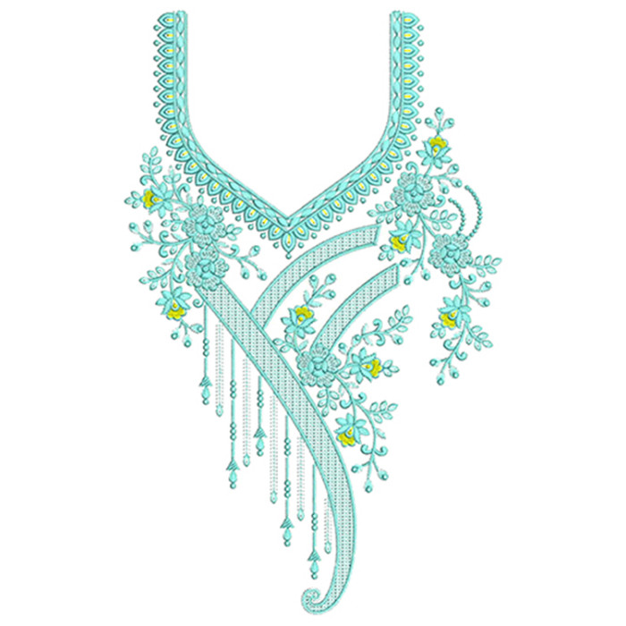 Celestial Ribbon Neck Embroidery Design