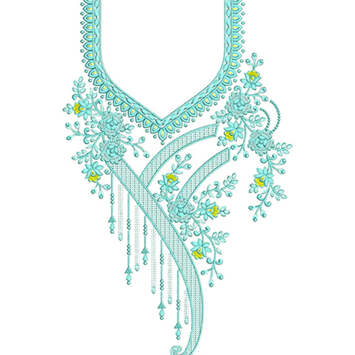 Celestial Ribbon Neck Embroidery Design