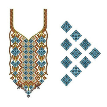 Ethnic Diamond Neck Panel Embroidery Design
