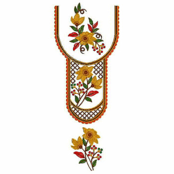 Tinger Lily Flower Style Neck Embroidery Design