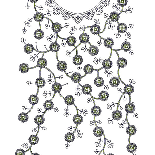 Tiny Flower Neck Embroidery