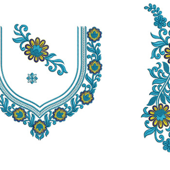Turquoise Cascade Embroidery Design