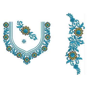 Turquoise Cascade Embroidery Design