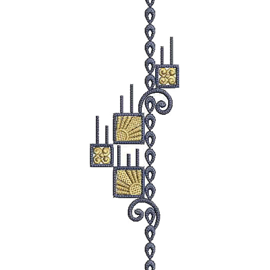 Art Deco Ascending Sunburst Border Embroidery Design