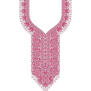 Densely Floral V-Placket Embroidery Design