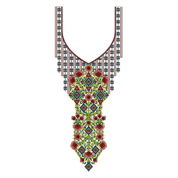 Ornate Boota Drop Yoke embroidery design