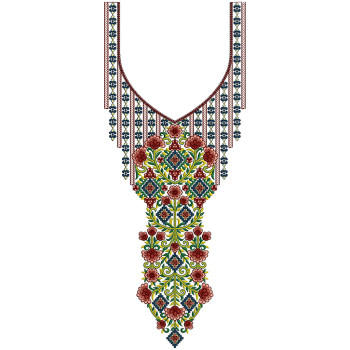 Ornate Boota Drop Yoke embroidery design