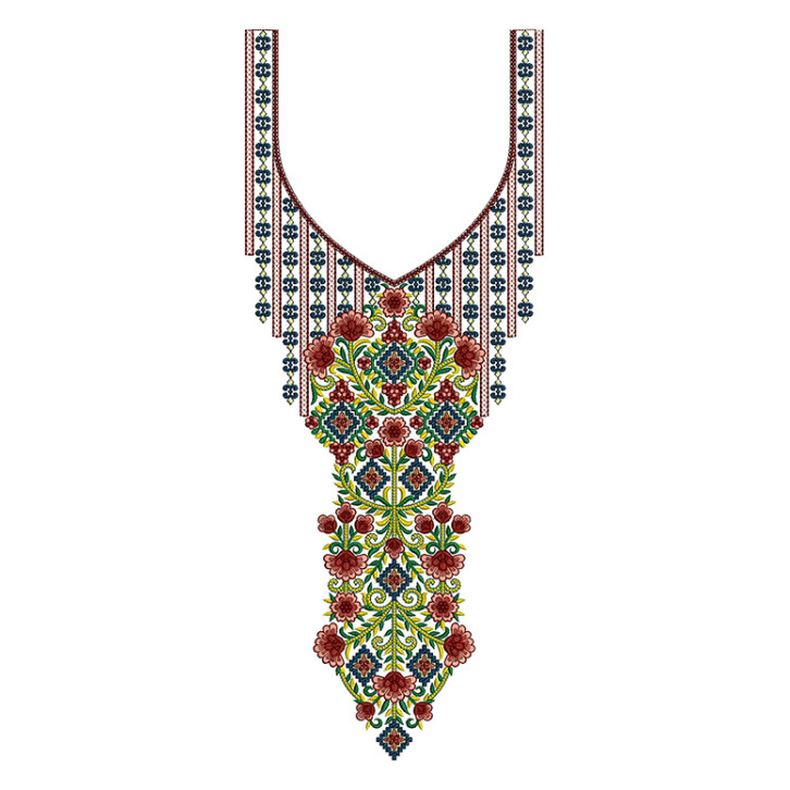 Ornate Boota Drop Yoke embroidery design