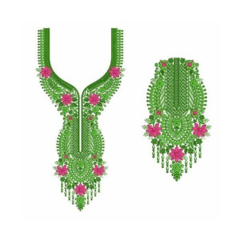 Dense Floral Yoke Embroidery Design