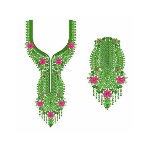 Dense Floral Yoke Embroidery Design