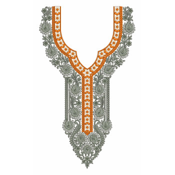 Gilded Boteh Neck Embroidery Design