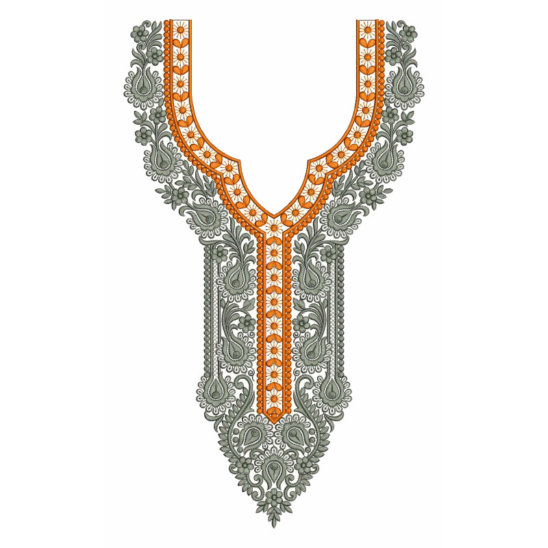 Gilded Boteh Neck Embroidery Design