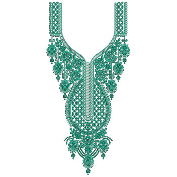 Floral Teardrop Panel Embroidery Design