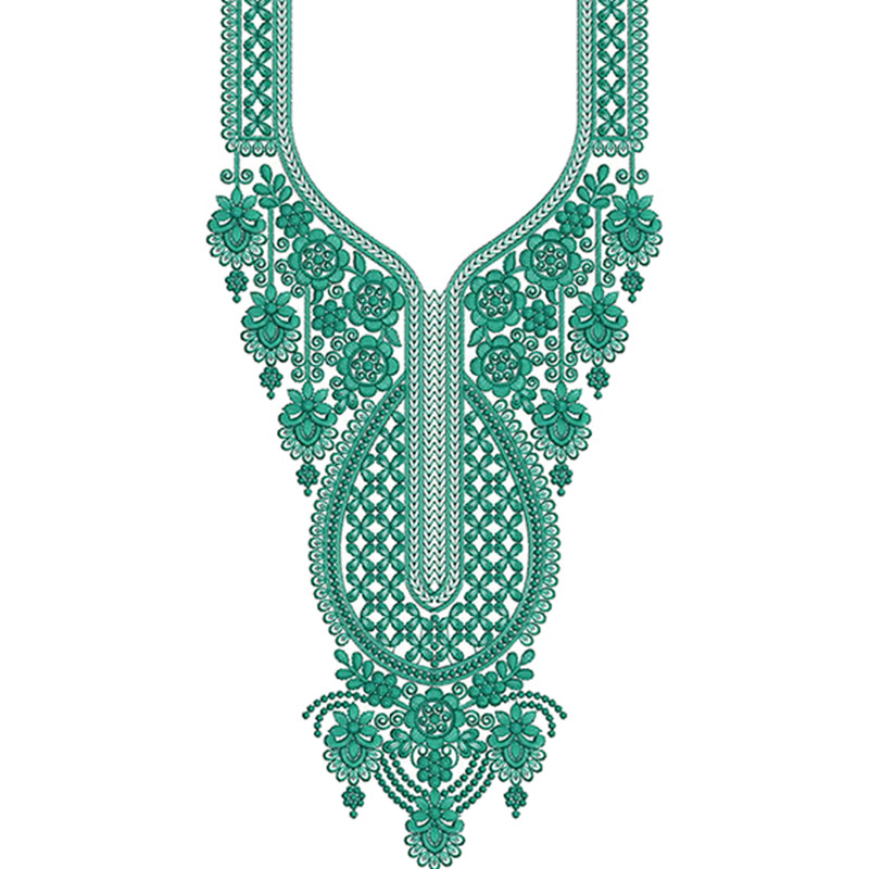 Floral Teardrop Panel Embroidery Design