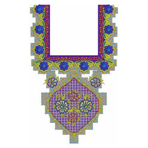 Floral Satin Stitch Embroidery Neck Design