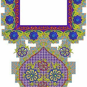 Floral Satin Stitch Embroidery Neck Design