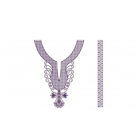 Aari Stitch Look In Flat Embroidery Neck Design 23065