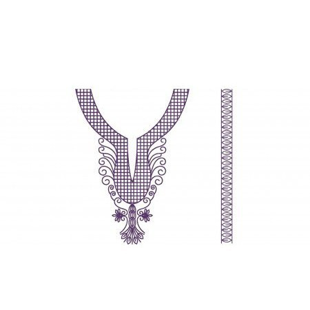 Aari Stitch Look In Flat Embroidery Neck Design 23065