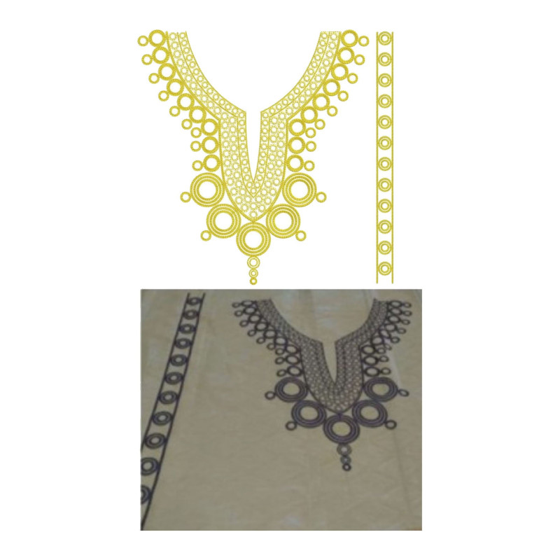 African Mens Neck Embroidery Design