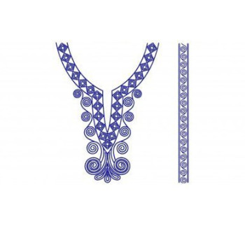 African Neck Chain Stitch look Embroidery 23064