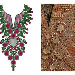 Arab Fashion Clothing Neck Embroidery Design 15070