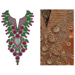 Arab Fashion Clothing Neck Embroidery Design 15070