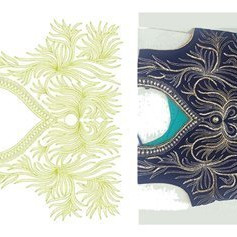 Beautiful V Neck Embroidery Design 19875