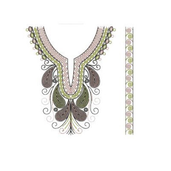 Chain Stitch look In Flat Embroidery Machine Neck Design 23069