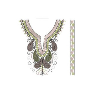 Chain Stitch look In Flat Embroidery Machine Neck Design 23069