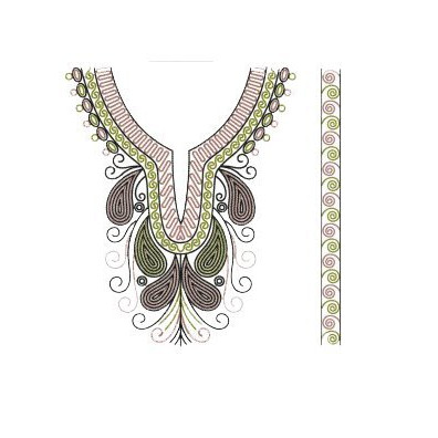 Chain Stitch look In Flat Embroidery Machine Neck Design 23069
