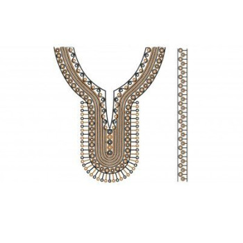 Chain Stitch Look In Flat Embroidery Neck Design With Sleeve 23066