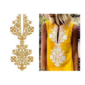 Colombia Tunic Neck Embroidery Design 22527