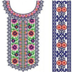 Colorful Flower Neck Embroidery Design 22873