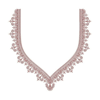 Lace V-Neck Border Embroidery Design