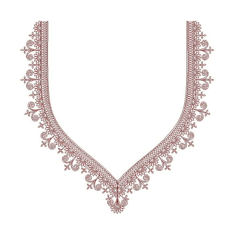 Lace V-Neck Border Embroidery Design