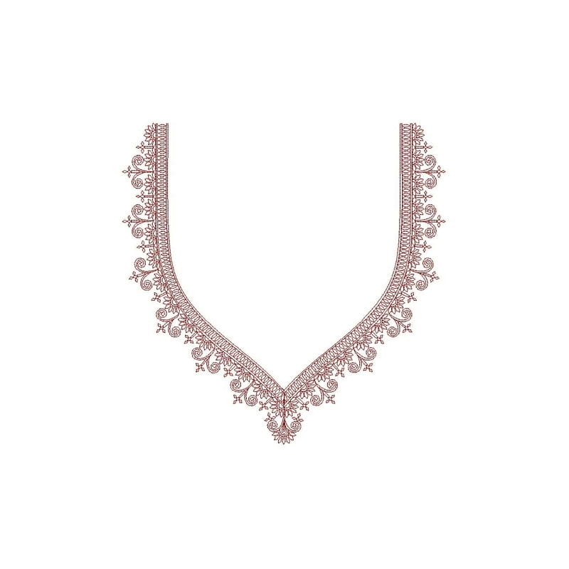Lace V-Neck Border Embroidery Design